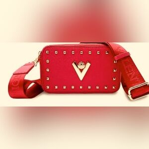 Orlando Valentino Red Leather Studded Bag, NWT